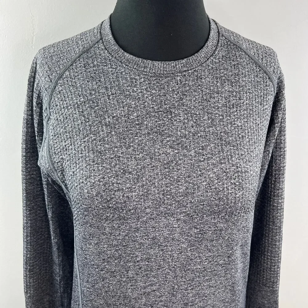 Lululemon Engineered Warmth Wool Long Sleeve Crew Black White Pullover Top Sz? M